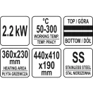 YATO GASTRO Kontaktgrill 440 mm 2200 W flaches Backblech