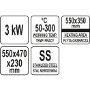 YATO GASTRO Grill 550 mm 3000 W flaches Backblech