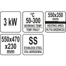 YATO GASTRO Grill 550 mm 3000 W flaches und geripptes Backblech