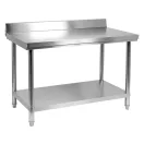 YATO GASTRO Inox-Arbeitstisch mit unterer Ablage und rückklappbarer Rückseite