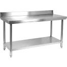 YATO GASTRO Inox-Arbeitstisch mit unterer Ablage und rückklappbarer Rückseite
