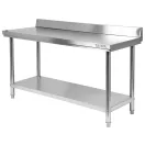 YATO GASTRO Inox-Arbeitstisch mit unterer Ablage und rückklappbarer Rückseite