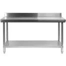 YATO GASTRO Inox-Arbeitstisch mit unterer Ablage und rückklappbarer Rückseite