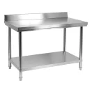 YATO GASTRO Inox-Arbeitstisch mit unterer Ablage und rückklappbarer Rückseite