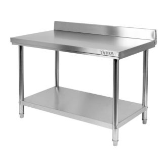   YATO GASTRO Inox-Arbeitstisch mit unterer Ablage und rückklappbarer Rückseite