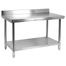 YATO GASTRO Inox-Arbeitstisch mit unterer Ablage und rückklappbarer Rückseite
