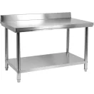 YATO GASTRO Inox-Arbeitstisch mit unterer Ablage und rückklappbarer Rückseite
