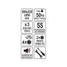 YATO GASTRO Lebensmittelwagen mit 3 Ablagen