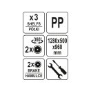 YATO GASTRO Speisewagen mit 3 Ablagen, Kunststoff