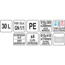 YATO GASTRO Essenslieferbottich doppelwandig 30 Liter Edelstahl