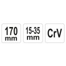 YATO Verstellbarer Stehbolzenschlüssel 15-35 mm / 170 mm CrV