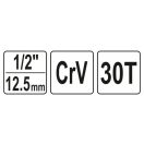 YATO Ratschenantriebswelle für 1/2" 30T Stufenkühlerschlüssel CrV