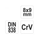 YATO Gebogener Sternschlüssel 8 x 9 mm CrV