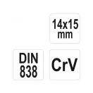 YATO Abgewinkelter Ringschlüssel 14 x 15 mm CrV