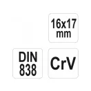 YATO Gebogener Kombischlüssel 16 x 17 mm CrV