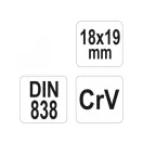 YATO abgewinkelter Ringmaulschlüssel 18 x 19 mm CrV