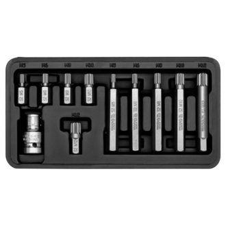   YATO Bit-Set 11-teilig SPLINE M5-M12 L=30 mm, L=75 mm 1/2"