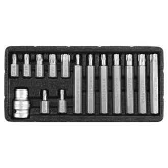   YATO Torx-Set 15-teilig manipulationssicher T20-T55 L=30 mm, L=75 mm 1/2"
