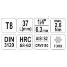 YATO Bit-Steckschlüssel Torx 1/4" T8 CrV