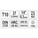 YATO Bit-Steckschlüssel Torx 1/4" T10 CrV