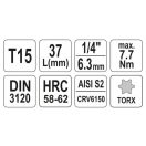YATO Bit-Steckschlüssel Torx 1/4" T15 CrV