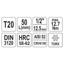 YATO Bit-Steckschlüssel Torx 1/2" T20 CrV