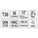 YATO Bit-Steckschlüssel Torx 1/2" T30 CrV