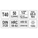 YATO Bit-Steckschlüssel Torx 1/2" T40 CrV