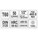 YATO Bit-Steckschlüssel Torx 1/2" T60 CrV