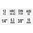 YATO Bit-Steckschlüsselsatz 12-teilig Torx 1/4", 3/8" CrV