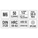 YATO Bit-Steckschlüssel Spline 1/2" M6 CrV