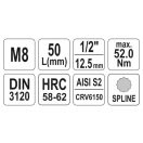 YATO Bit-Steckschlüssel Spline 1/2" M8 CrV