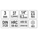 YATO Bit-Steckschlüssel Inbus 1/4" 3 mm CrV