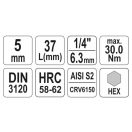 YATO Bit-Steckschlüssel Inbus 1/4" 5 mm CrV