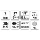 YATO Bit-Steckschlüssel Inbus 1/4" 7 mm CrV