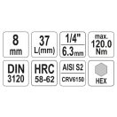 YATO Bit-Steckschlüssel Inbus 1/4" 8 mm CrV