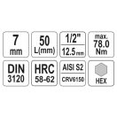 YATO Bit-Steckschlüssel Inbus 1/2" 7 mm CrV