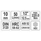 YATO Bit-Steckschlüssel Inbus 1/2" 10 mm CrV