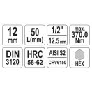 YATO Bit-Steckschlüssel Inbus 1/2" 12 mm CrV