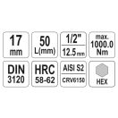 YATO Bit-Steckschlüssel Inbus 1/2" 17 mm CrV