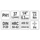 YATO Bit-Steckschlüssel Phillips 1/4" PH1 CrV