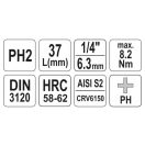 YATO Bit-Steckschlüssel Phillips 1/4" PH2 CrV