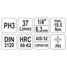 YATO Bit-Steckschlüssel Phillips 1/4" PH3 CrV