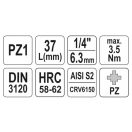 YATO Bit-Steckschlüssel Pozidriv 1/4" PZ1 CrV