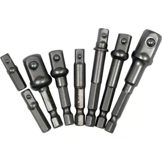   YATO Steckschlüssel-Adaptersatz 8-teilig 1/4" Sechskant -> 1/4", 3/8", 1/2" Vierkant CrV