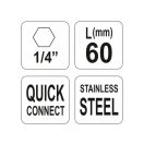 YATO Bithalter 60 mm 1/4" Schnellspanner Edelstahl