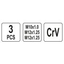 YATO Glühkerzengewinde-Reparatur- und Reinigungsset 3-teilig M10-M12 CrV