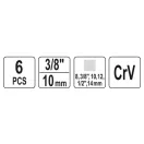 YATO Ölablassschlüssel-Set, 6-teilig, 3/8 Zoll, 1/2 Zoll, 8 mm, 10 mm, 12 mm, 14 mm, 3/8 Zoll CrV