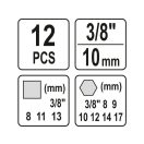 YATO Ölablassschlüssel-Satz 12-teilig 8-13 mm, 8-17 mm 3/8"