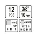 YATO Ölablassschlüssel-Satz 12-teilig 8-13 mm, 8-17 mm 3/8"